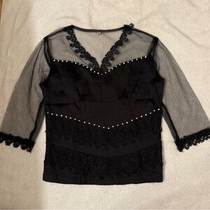 Elegant Black Lace Women's Top